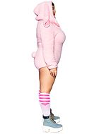 Female rabbit, teddy costume, hood, front zipper, tail, big ears, plus size